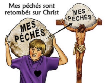 un garçon est chargé d’un lourd fardeau: ses péchés. Mais Jésus a déjà pris ce fardeau sur Lui a la croix