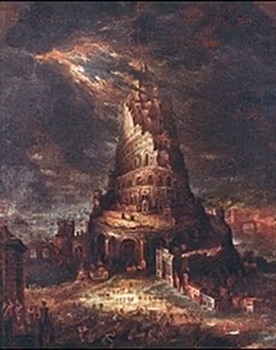 les gens construisent la tour de Babel