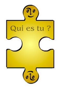 pièce de puzzle avec une tête en haut et une tête en bas