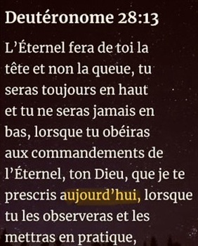 Verset de la Bible Deutéronome 28:13